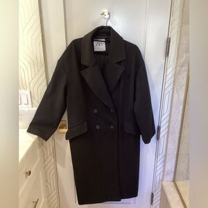 Zara Black Pea Coat Size Large